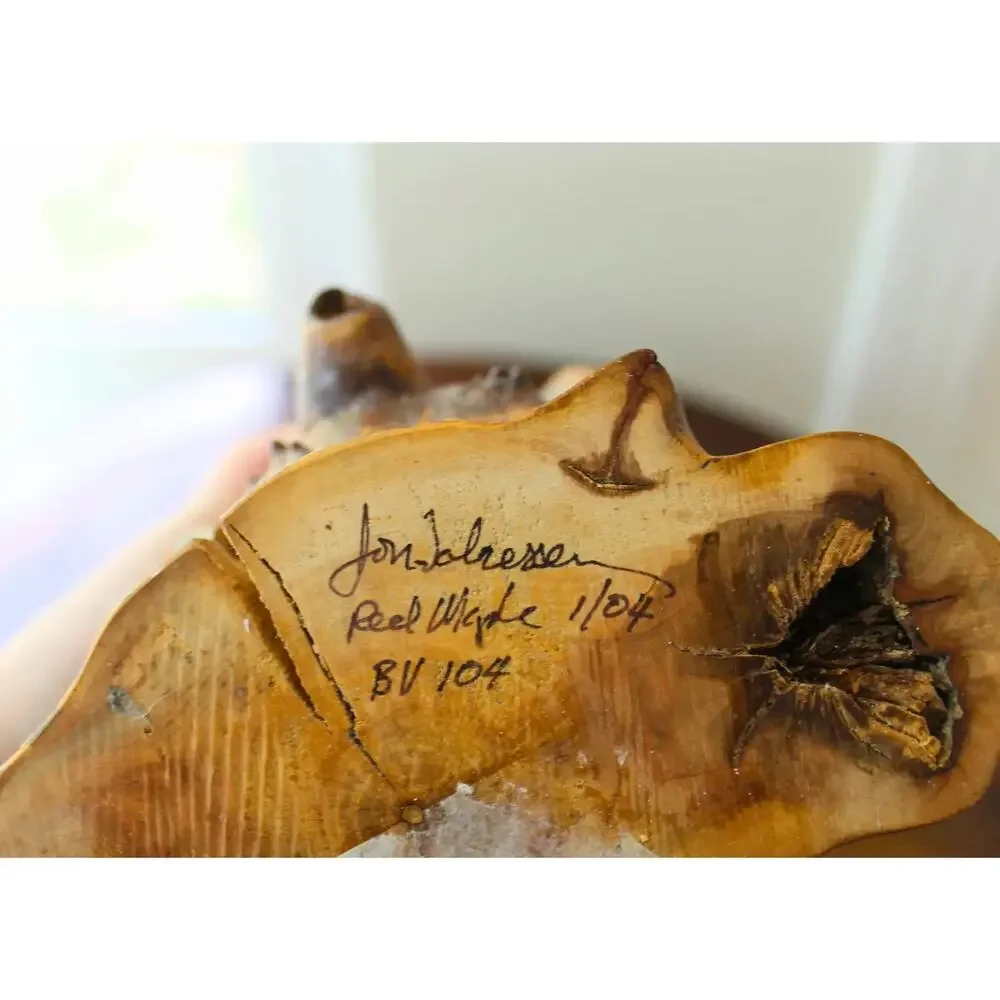 Vintage Maple Live Edge Bud Vase Brutalist Signed Dated Numbered by Artist Cabin